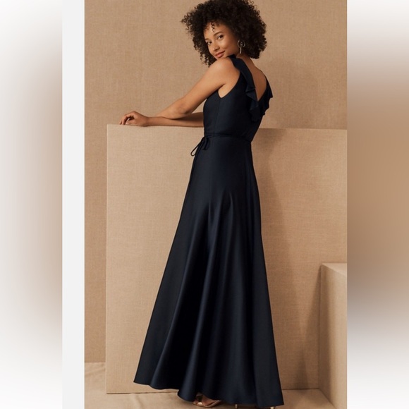 BHLDN Sachin & Babi Tansy Black Charmeuse Maxi Wrap Dress - Picture 2 of 12